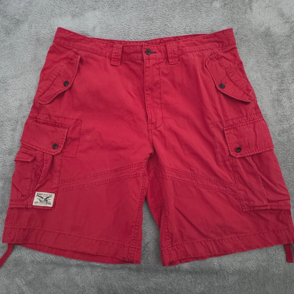 American Living Cargo Shorts Size 42 Red Baggy Y2K Style